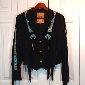 Genuine Pig Split Fringed Beaded Jacket